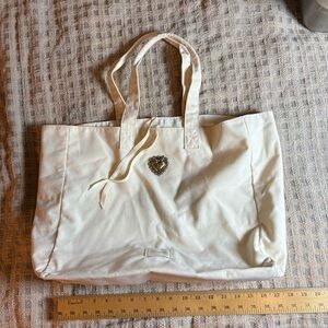 Elegant Cream Tote with Heart Detail